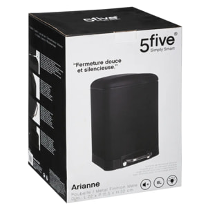 Poubelle à pédale métal 6L "Ariane" noir