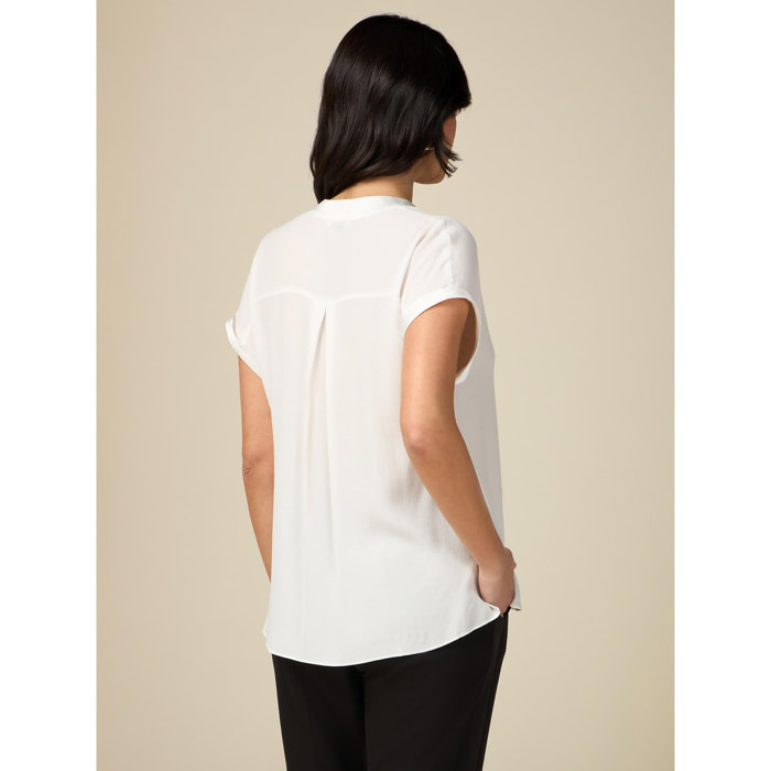 Oltre - Blusa de manga corta en viscosa - Blanco