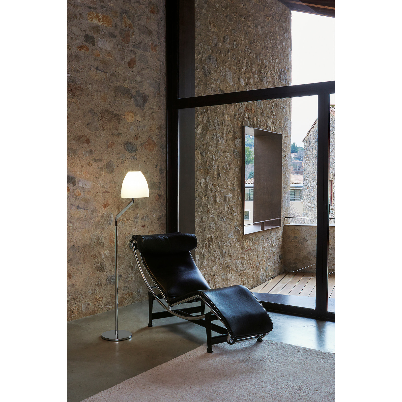 Ledsc4 LedsC4 - Lámpara de Pie Flavia para Interiores, Acabado Cromo Opal, Compatible con Bombillas Personalizables, Diseño Moderno y Duradero en Aluminio y Acero
