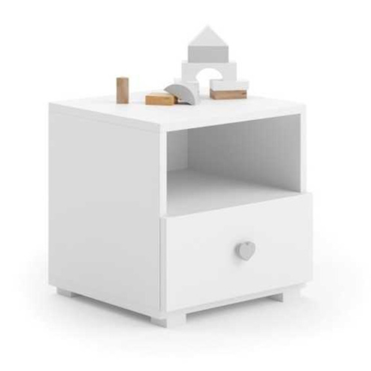 Comodino per cameretta Emi bianco con pomello grigio