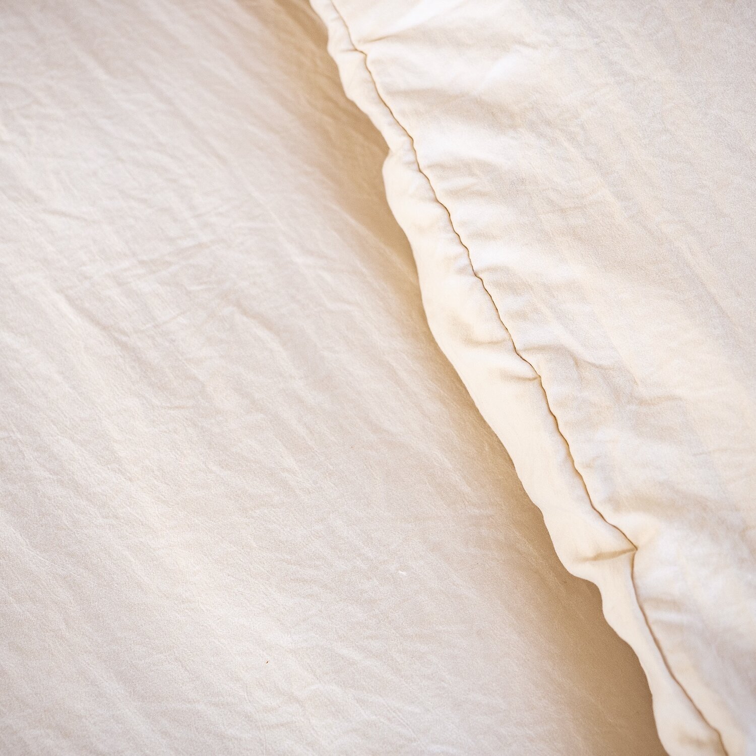 Parure housse de couette unie 100% microfibre lavée - avy - beige sable