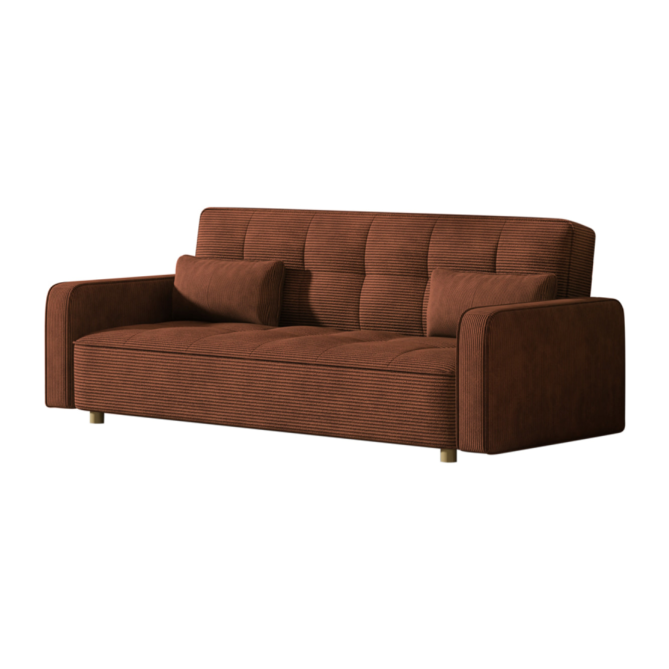 COOPER Canapé scandinave convertible 3 places en velours côtelé terracotta
