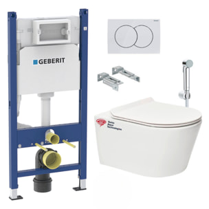 Pack bati-support Geberit 112cm + WC sans bride Swiss Aqua Technologies + abattant ultra-fin (BREVISGEB3-SPRAY2)