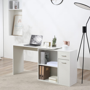 Bureau d'angle ou droit modulable bibliothèque tiroir une porte blanc