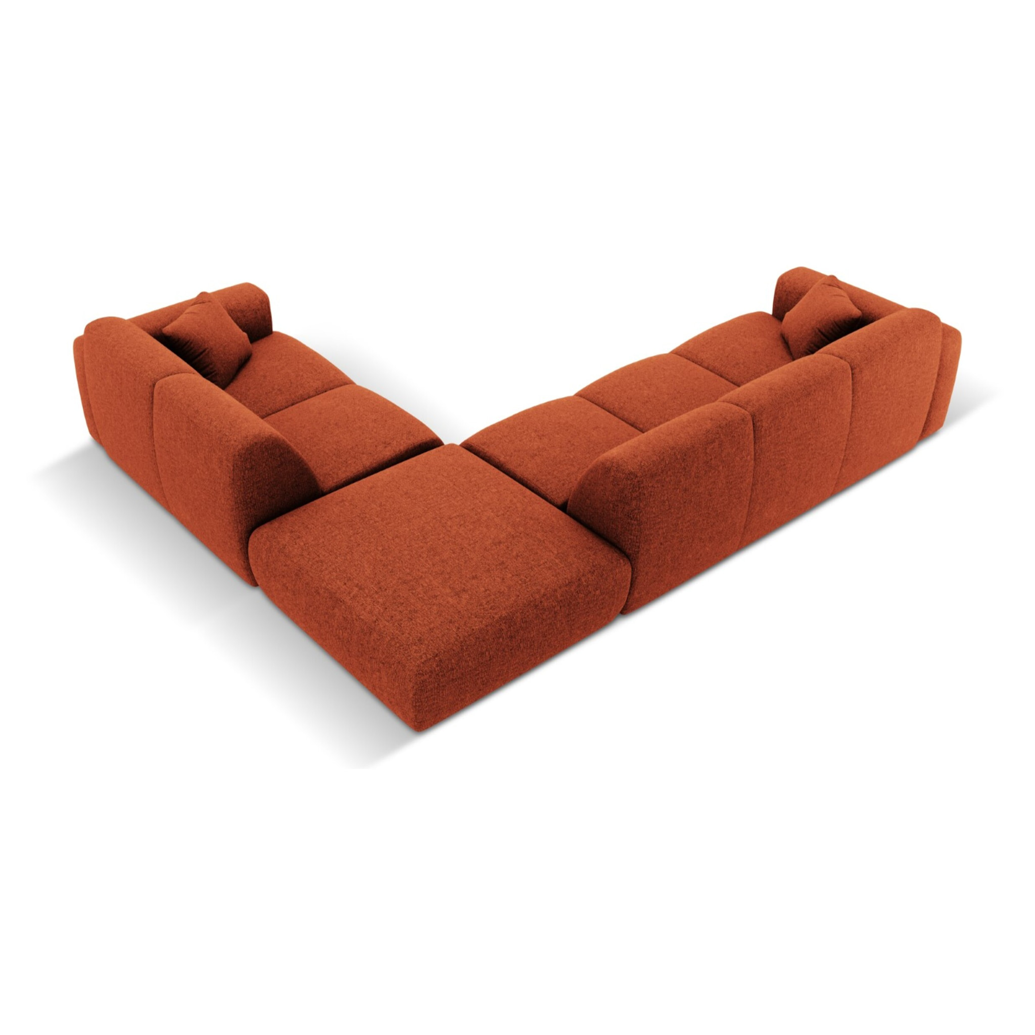 Canapé d'angle droit "Nolio" 4 places en chenille terracotta