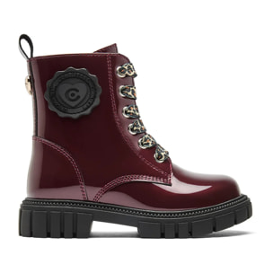 Botas Militares de Niña de Charol en Burdeos
