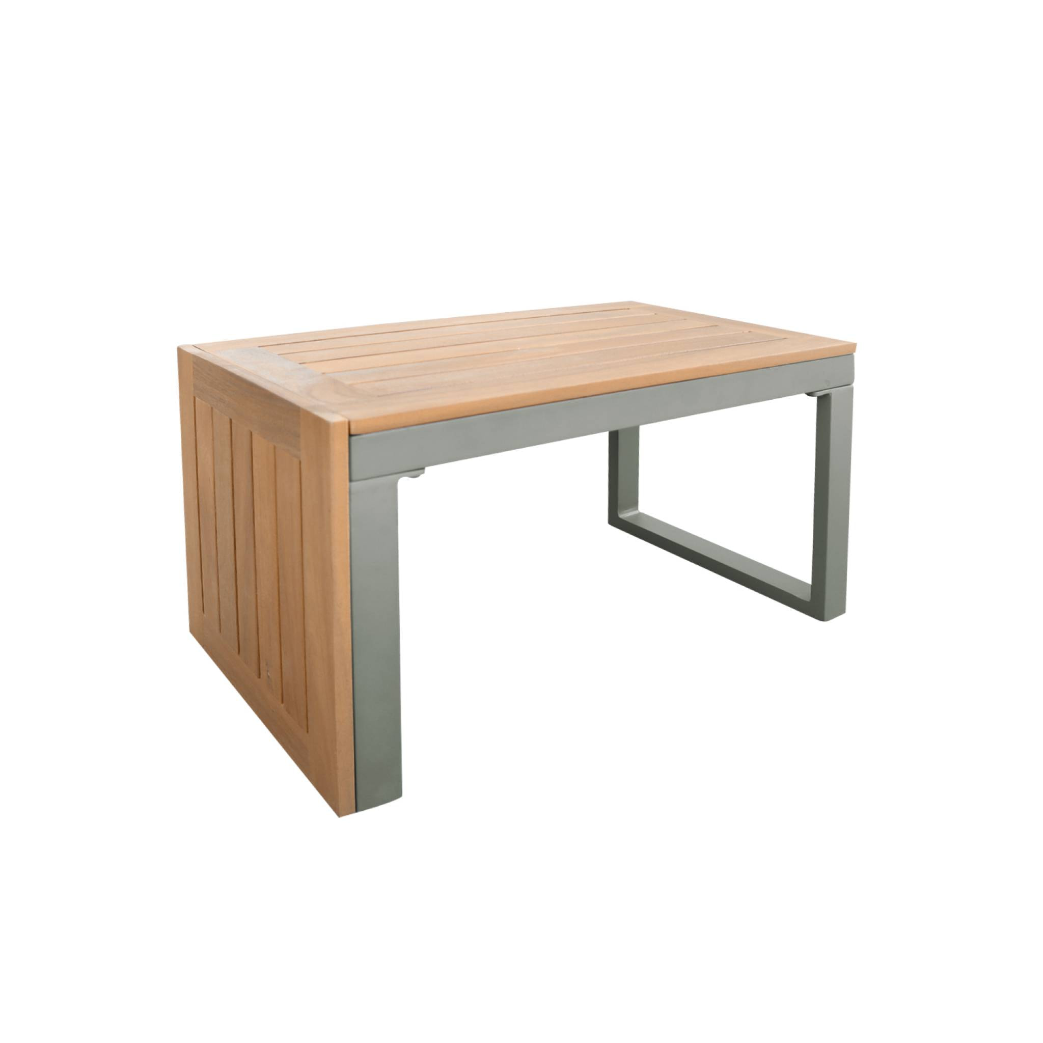 Salon de jardin kaki foncé. modulable en aluminium et bois d'acacia. 4 places. Sao Paulo.140 x 68 x 65cm