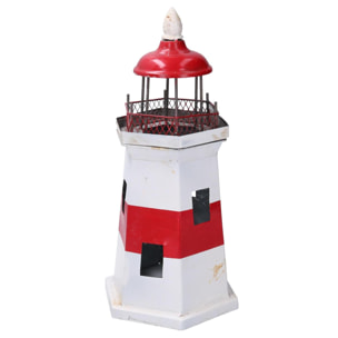 Faro in metallo Mare rosso e bianco cm17x17h36