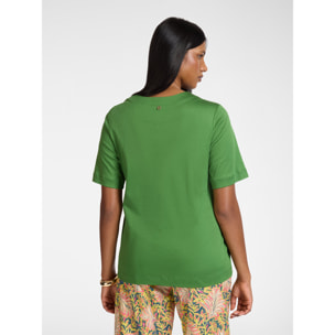 Elena Mirò - Camiseta de algodón con cuello en V - Verde