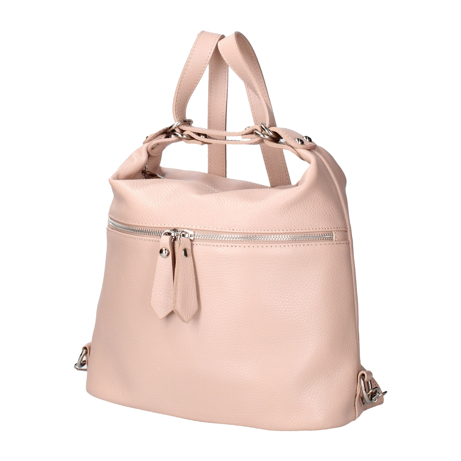 Borsa a spalla convertibile in zaino Bianca da donna In Vera pelle Made in Italy 30x26x9 cm