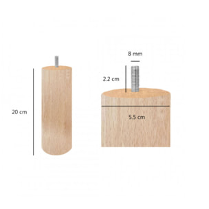 Pieds de lit 20 cm ronds en bois - 4 coloris - lot de 4 - EDDY