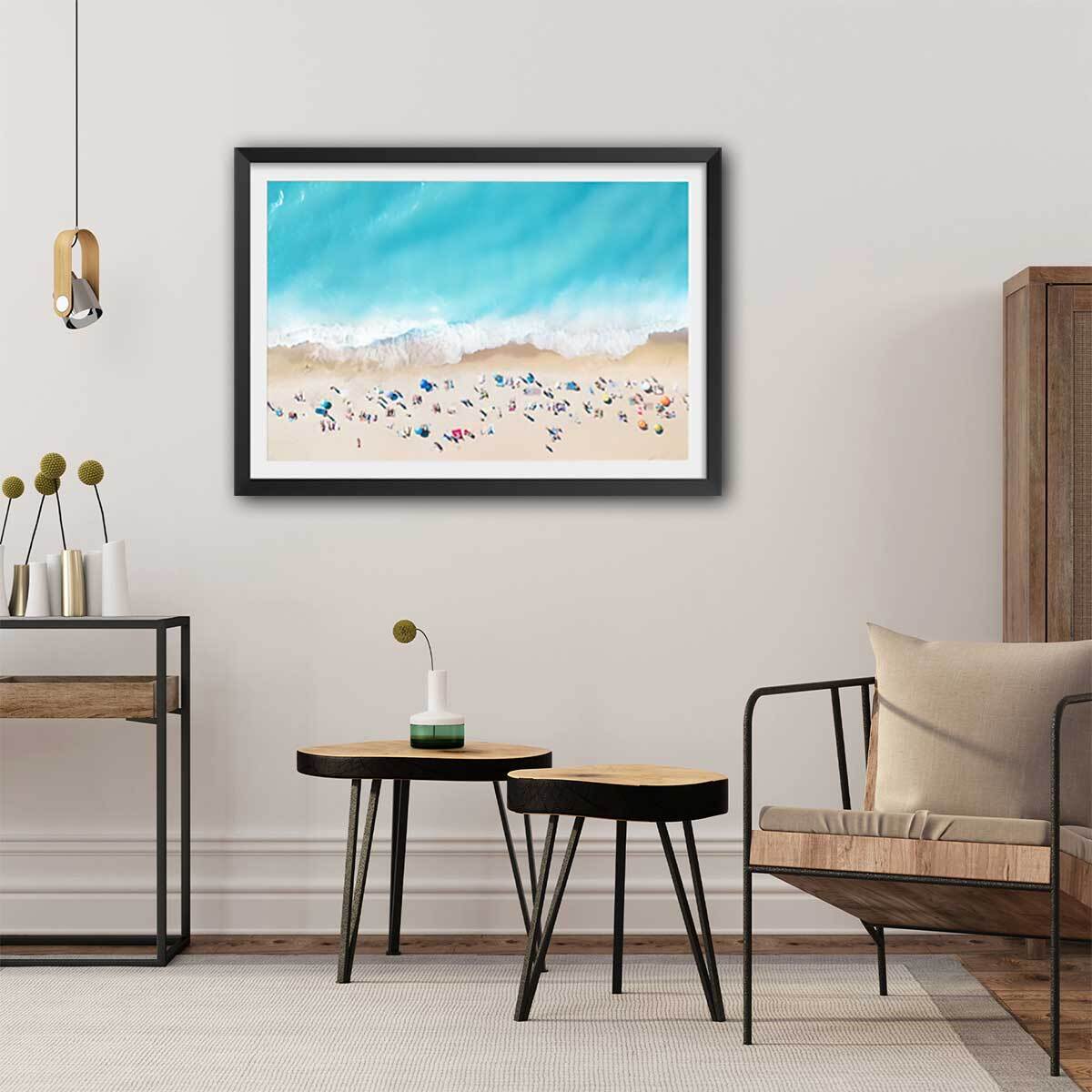 Affiche plage beach lovers for ever Affiche + cadre en bois - Noir