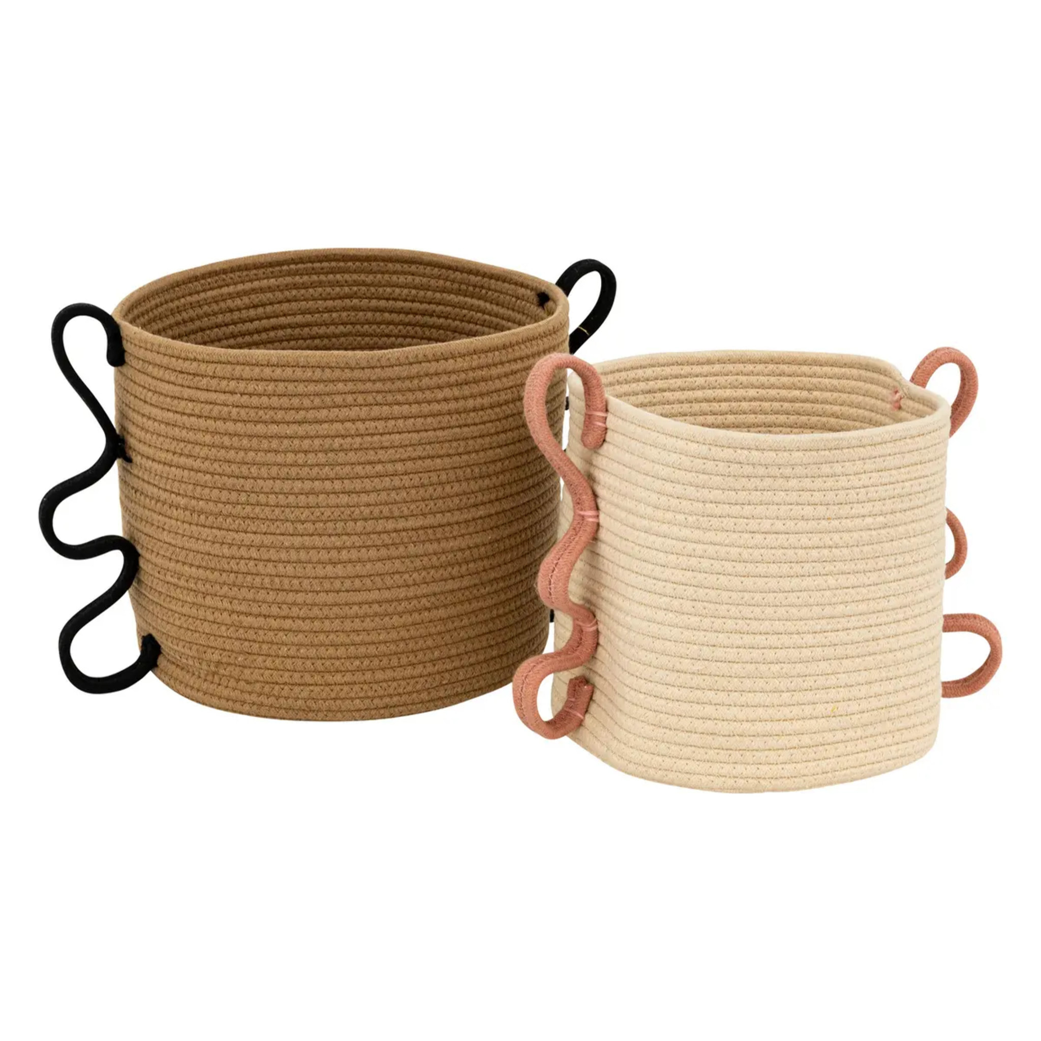 Lot de 2 paniers ronds Wavy bliss beige L25 30cm