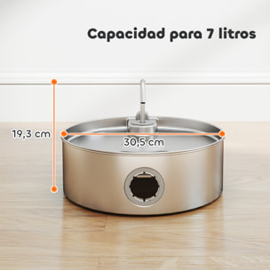 Fuente para Gatos de Acero Inoxidable 7L Bebedero Gatos Grande Silencioso Fuente de Agua para Mascotas Automático con Sistema de Filtros Luz LED y Bomba Súper Silenciosa