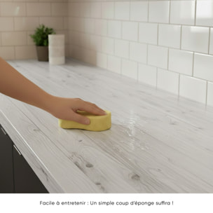 Rouleau adhésif bois blanc-gris au mètre - Autocollants Revêtement Adhésif Cuisine Meubles Salle de bain