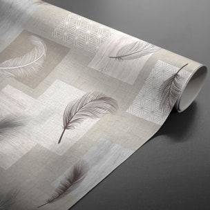 Sous-nappe protectrice imprimée plumes - Gris