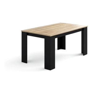Mesa de comedor Naya en negro y roble canadian 140X80 cm Negro - Roble Canadian