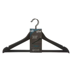 3 cintres "Rubber" noir en bois