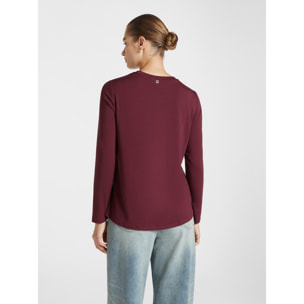 Elena Mirò - Blusa bimateria estampada - Burgundy