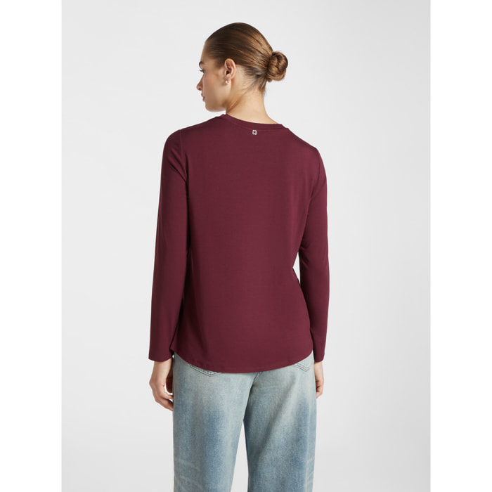 Elena Mirò - Blusa bimateria estampada - Burgundy