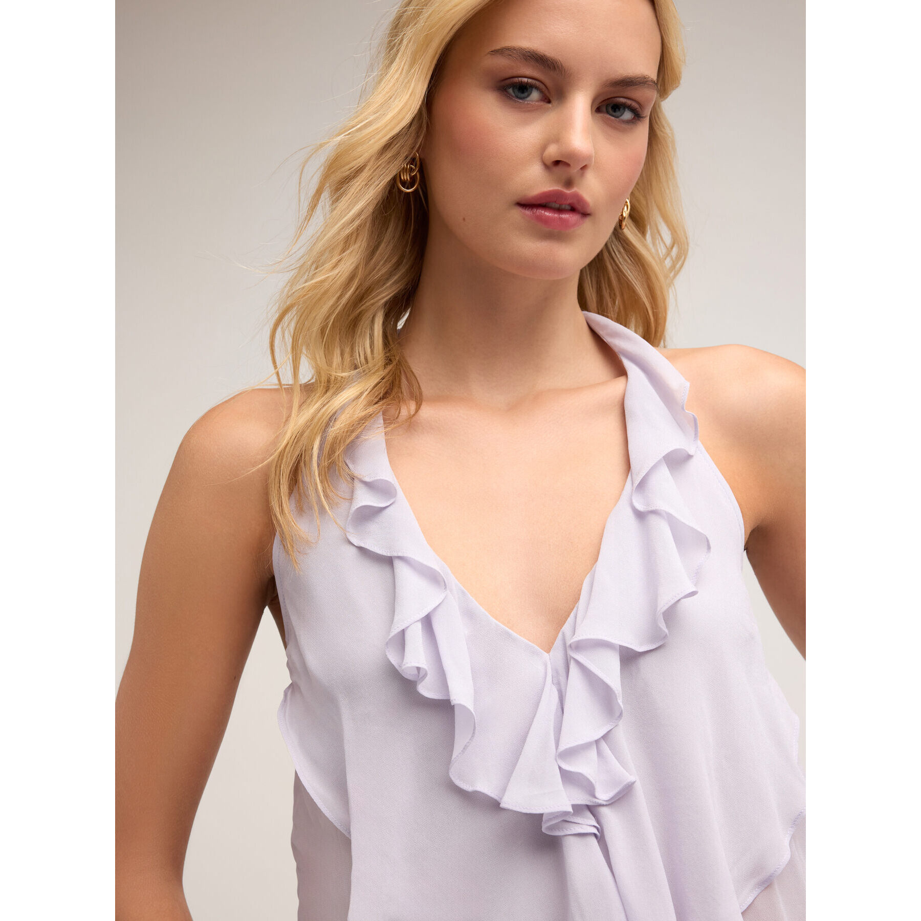 Motivi - Top in georgette con rouches - Viola