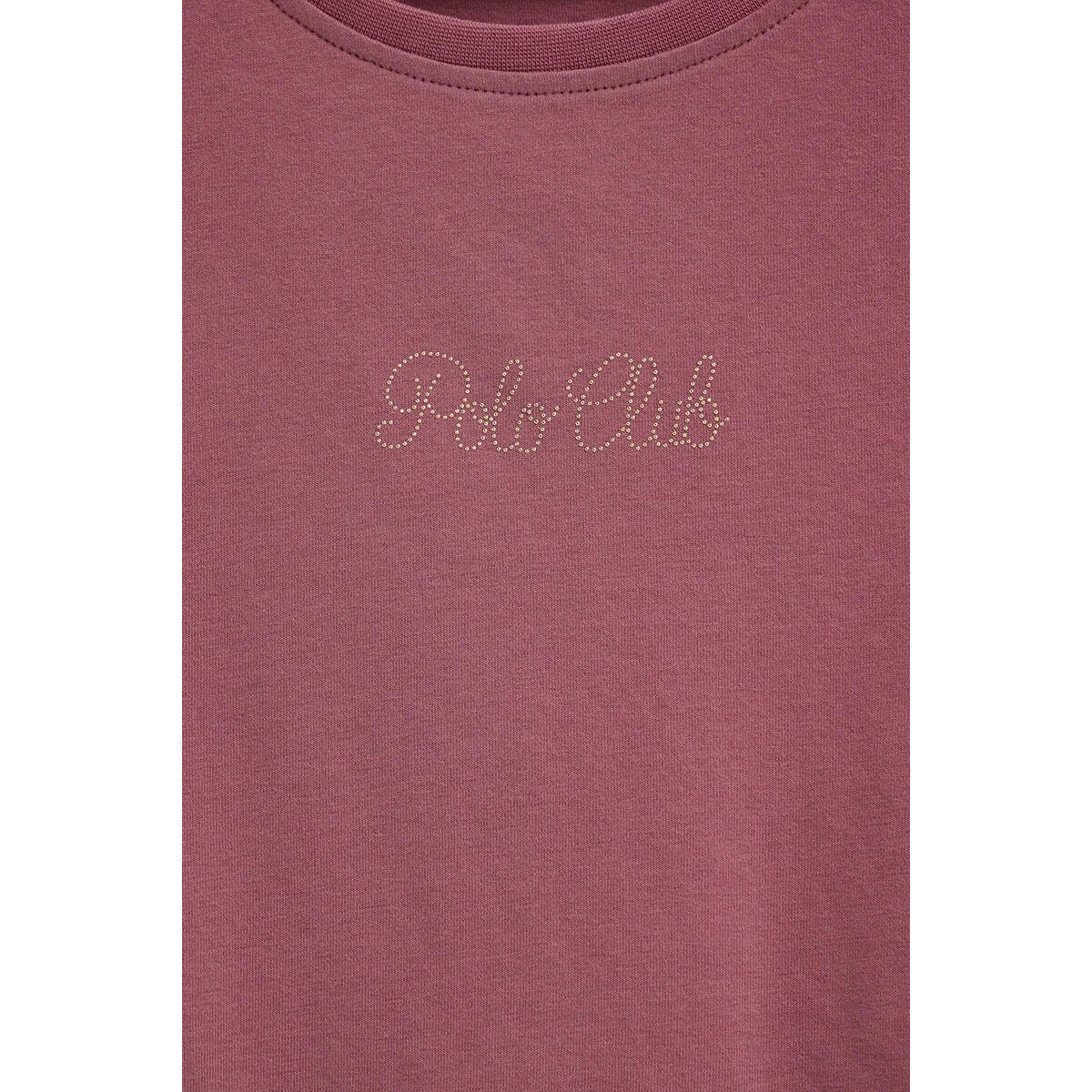 Maglietta rosa retro a maniche corte con brillantini Polo Club
