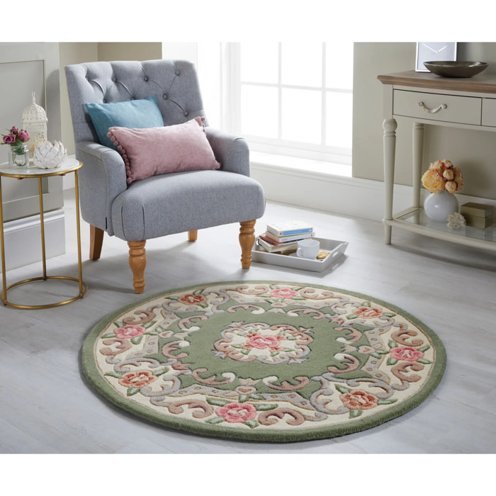 Tapis en laine rond AUBUSSON Vert