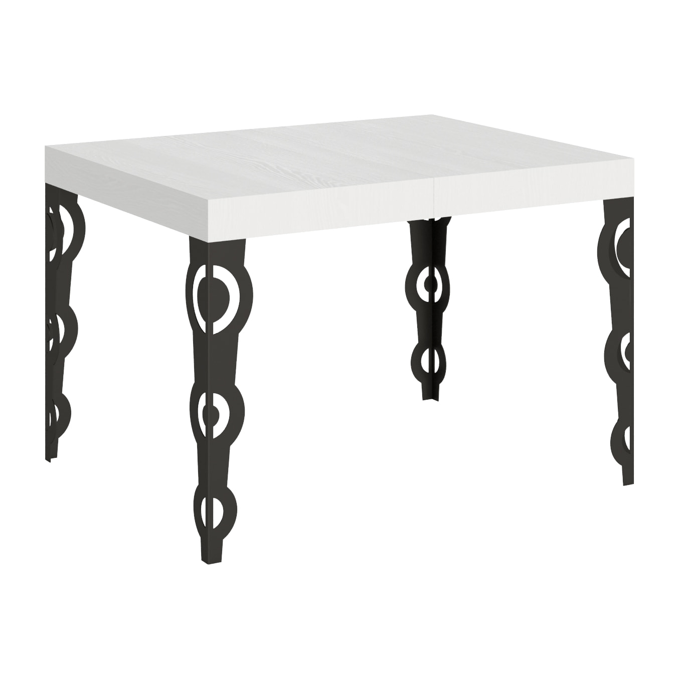 Table extensible 70x110/194 cm Karamay Frêne Blanc cadre Anthracite