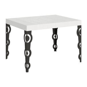 Table extensible 70x110/194 cm Karamay Frêne Blanc cadre Anthracite