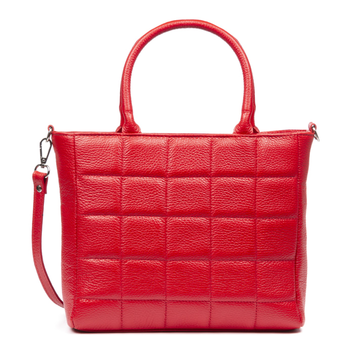 Albizzate borsa tote da donna. Pelle autentica finitura Dollaro trapuntata.