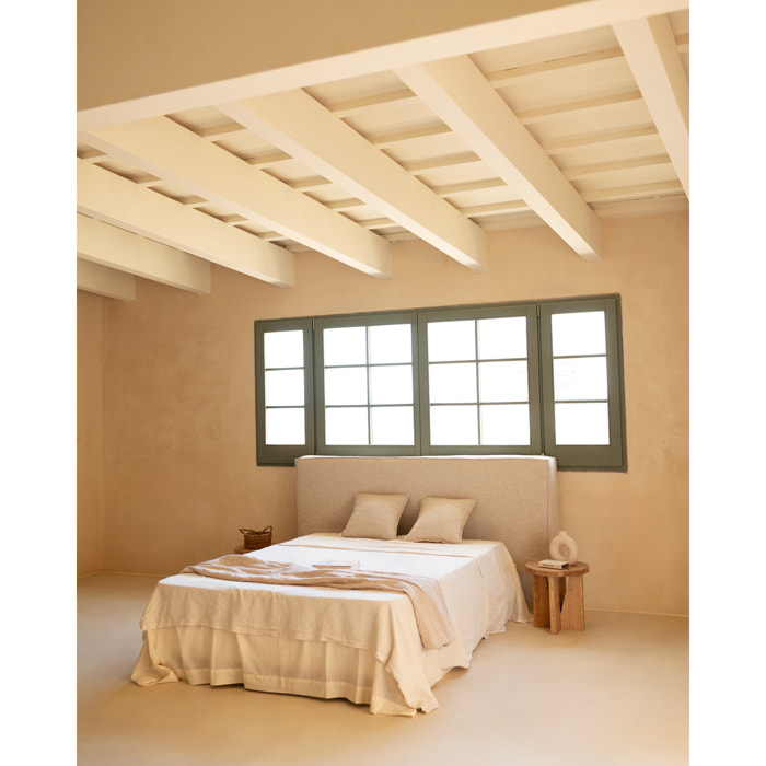 Tête de lit tapissée déhoussable en lin beige en différentes tailles