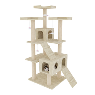 Albero per Gatto con Graffiatoio Cuccia Giocattolo Gatti Parco Giochi Tiragraffi in Sisal Naturale 183 cm