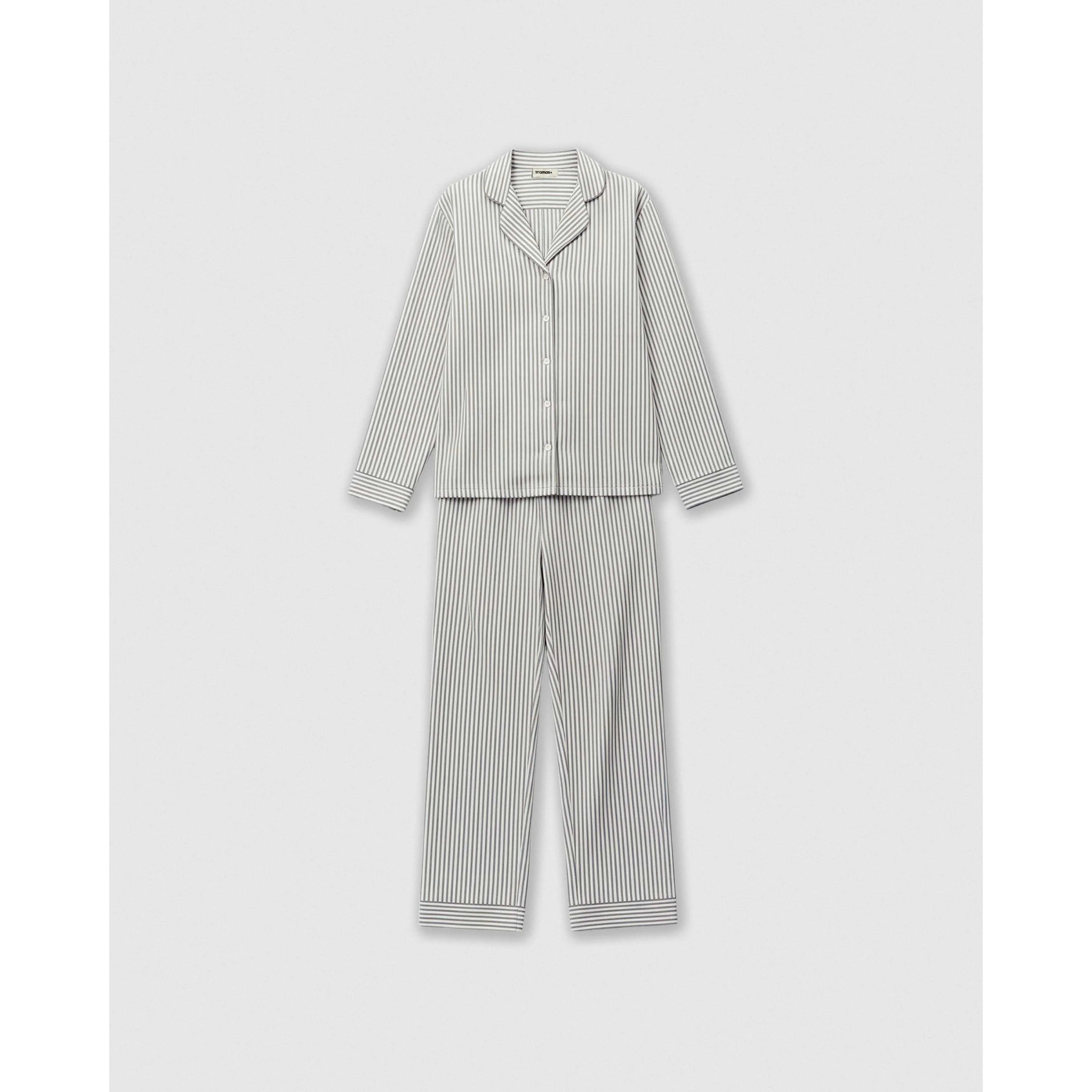 Pijama largo camisero viscosa raya kodac verde keike