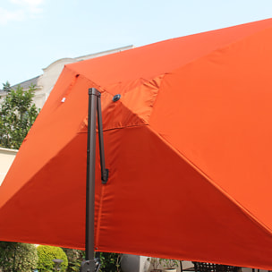 NAVIA Parasol déporté et rotatif 3 x 4 m terracotta