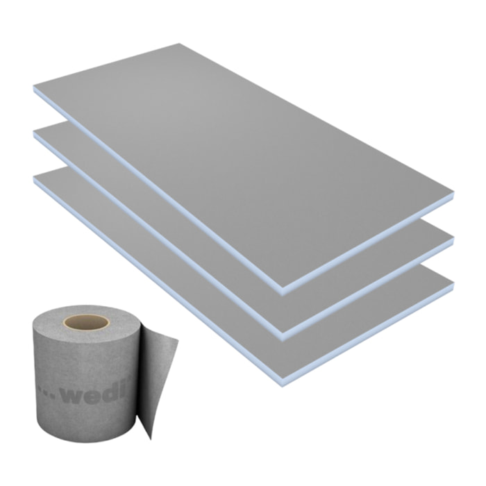 Lot de 3 panneaux de construction WEDI 250 x 60 x 10 cm + Bande d'étanchéité