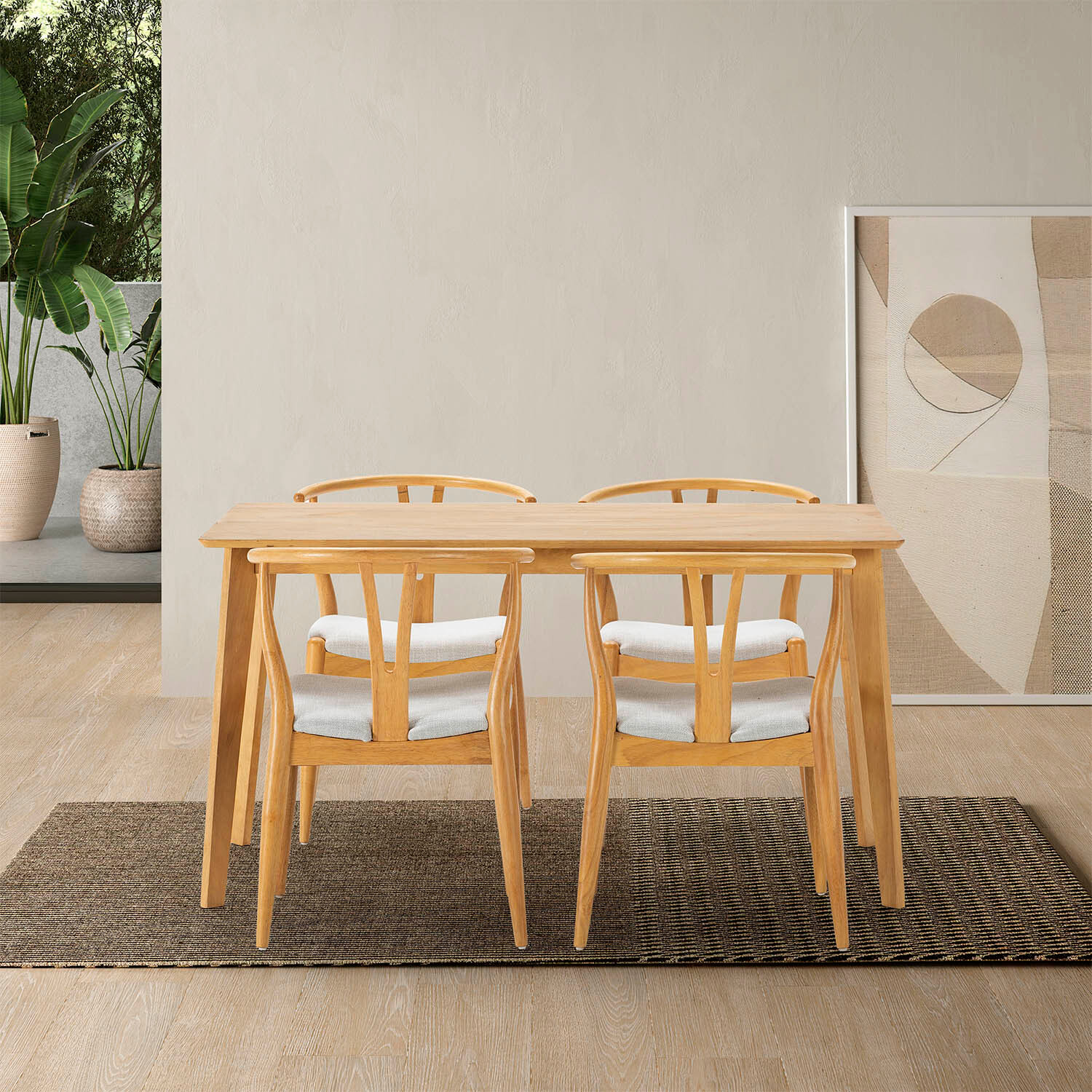 Juego de mesa 140x80 cm y 4 sillas de comedor Rustic