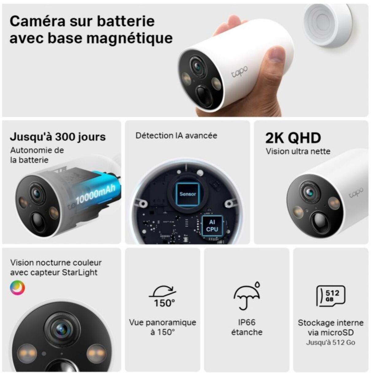 Caméra de surveillance TP-LINK Wifi Tapo TC85 2K QHD 4MP