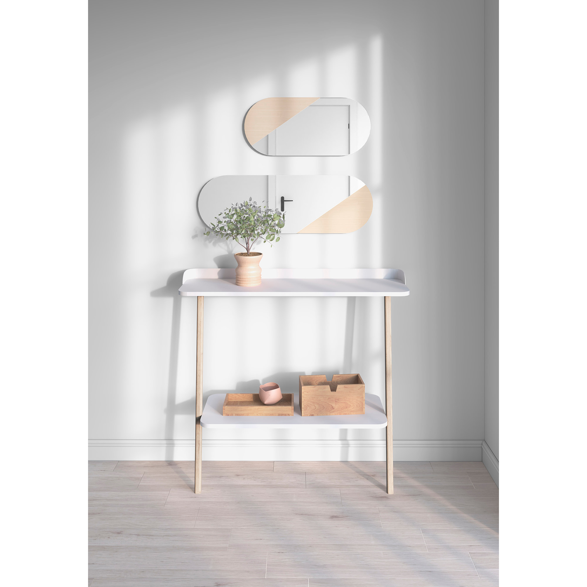 Set de espejos ovalados Aire haya roble claro 90/65x30x2 cm