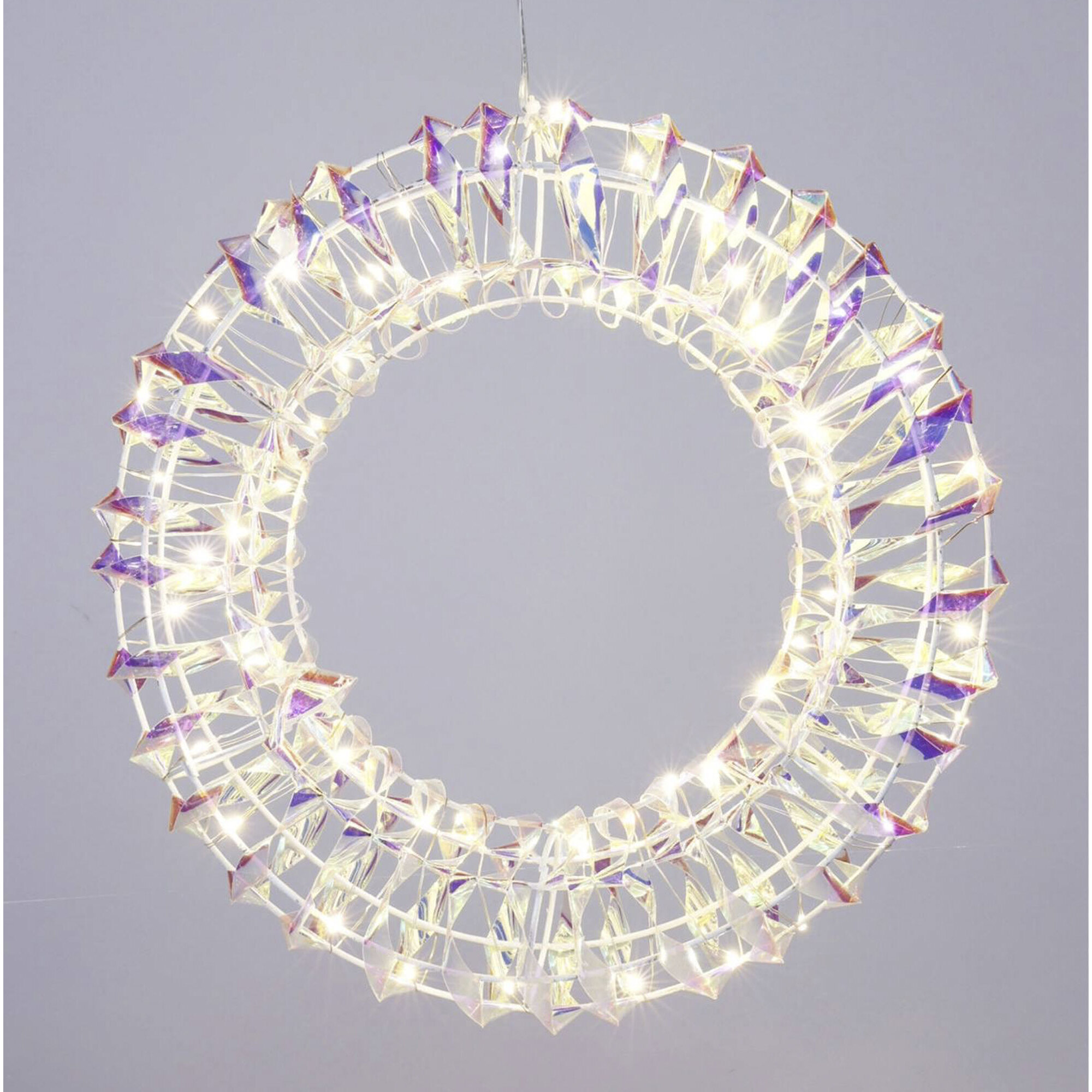 corona metálica luminosa con 50 micro led de diseño retorcido 30x6x30cm