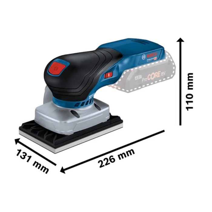 Ponceuse excentrique sans fil GSS 18V-13 BOSCH PRO 80x130 mm - sans batterie ni chargeur - 06019L0101