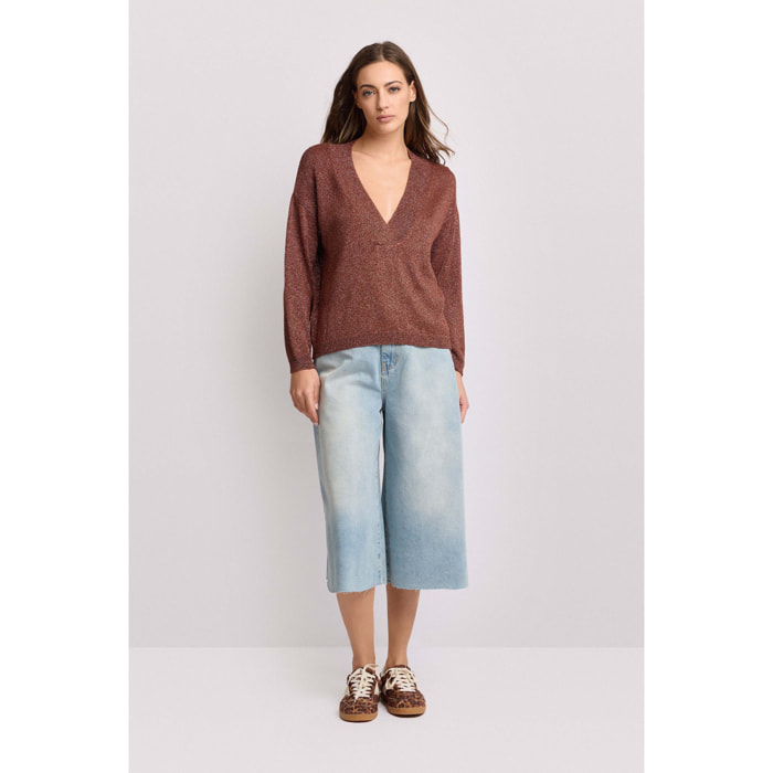 Kocca - Maglia con scollo a V Donna, Tinta unita, Scollo a V