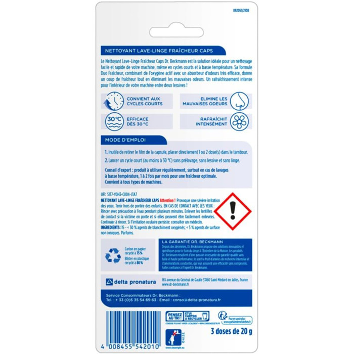 Nettoyant lave linge DR BECKMANN lave-linge fraicheur caps x3