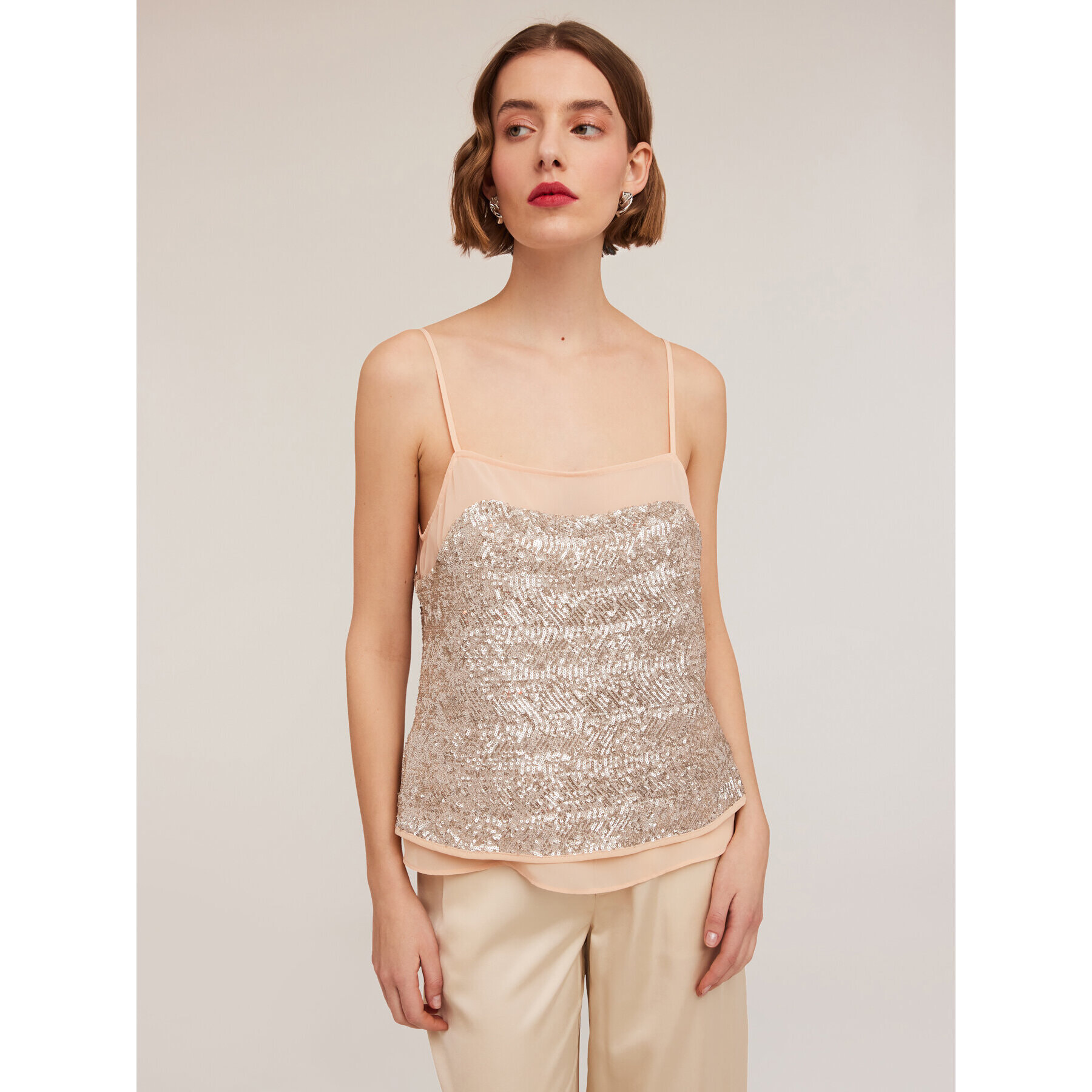 Motivi - Top lleno de lentejuelas - Rosa