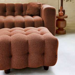 Pouf. module pour canapé. repose-pieds pour canapé 3 places en bouclette texturée terracotta L 69 x P 59 x H 48cm - Leon