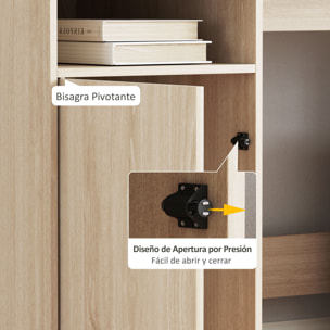 Escritorio con Estantería Moderno Escritorio con Puerta Compartimentos Abiertos y Soporte para Monitor Mesa para Estudio Dormitorio Hogar Oficina 108x50x94 cm Natural