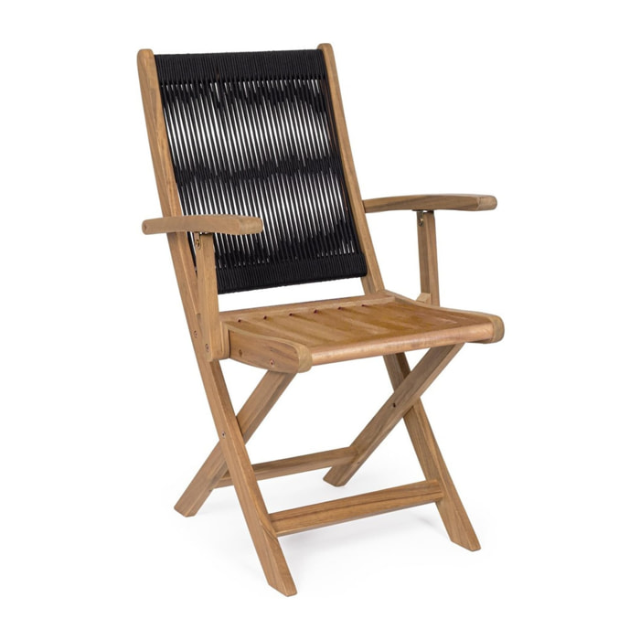 Set di sedie pieghevoli MONSARAZ in legno di acacia e corda nero