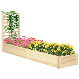 Jardinera Exterior Grande de Madera Jardinera con Celosía para Plantas Trepadoras y 2 Cajas de Cultivo para Patio Terraza Balcón 230x60x110 cm Natural