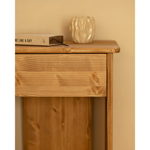 Mesita de noche de madera maciza en tono roble medio de 50x42cm Alto: 50 Largo: 42 Ancho: 27