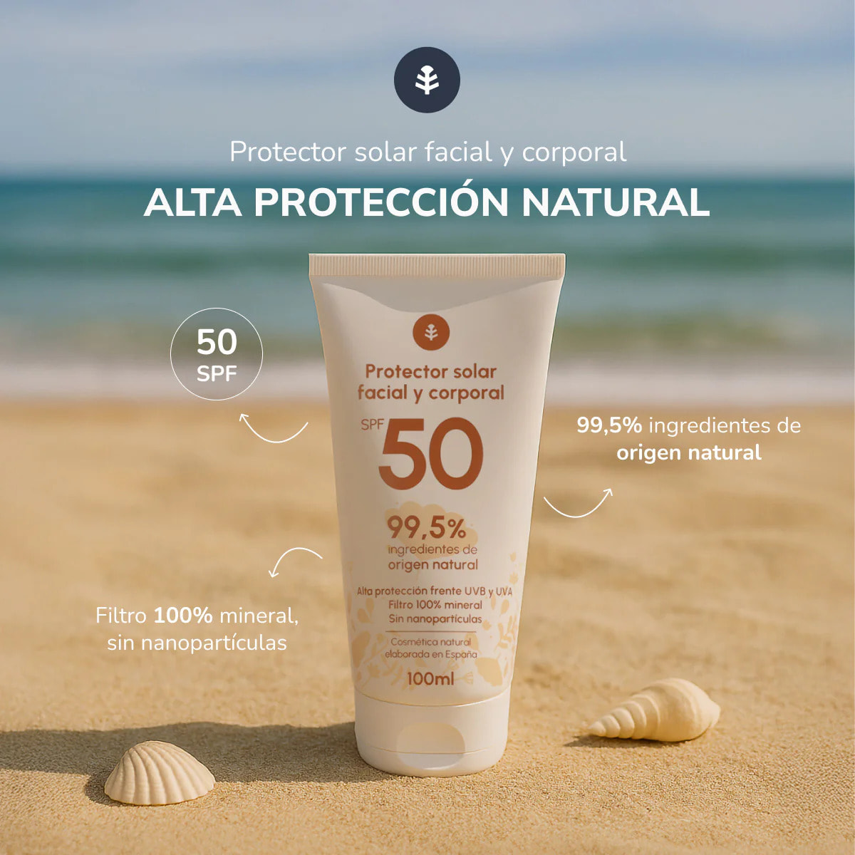 Crema de protección solar 100% mineral SPF50 Planeta Huerto 100 ml