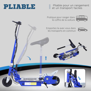 Trottinette électrique 120 W pliable pour enfant de 7 à 12 ans hauteur guidon et selle réglable 10 Km/h max. bleu